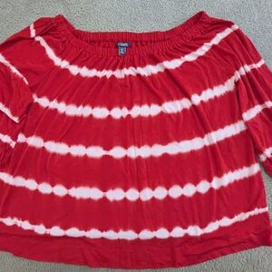 ❤️‍🔥Chaps Women's Red and White Tie-Dye Blouse
